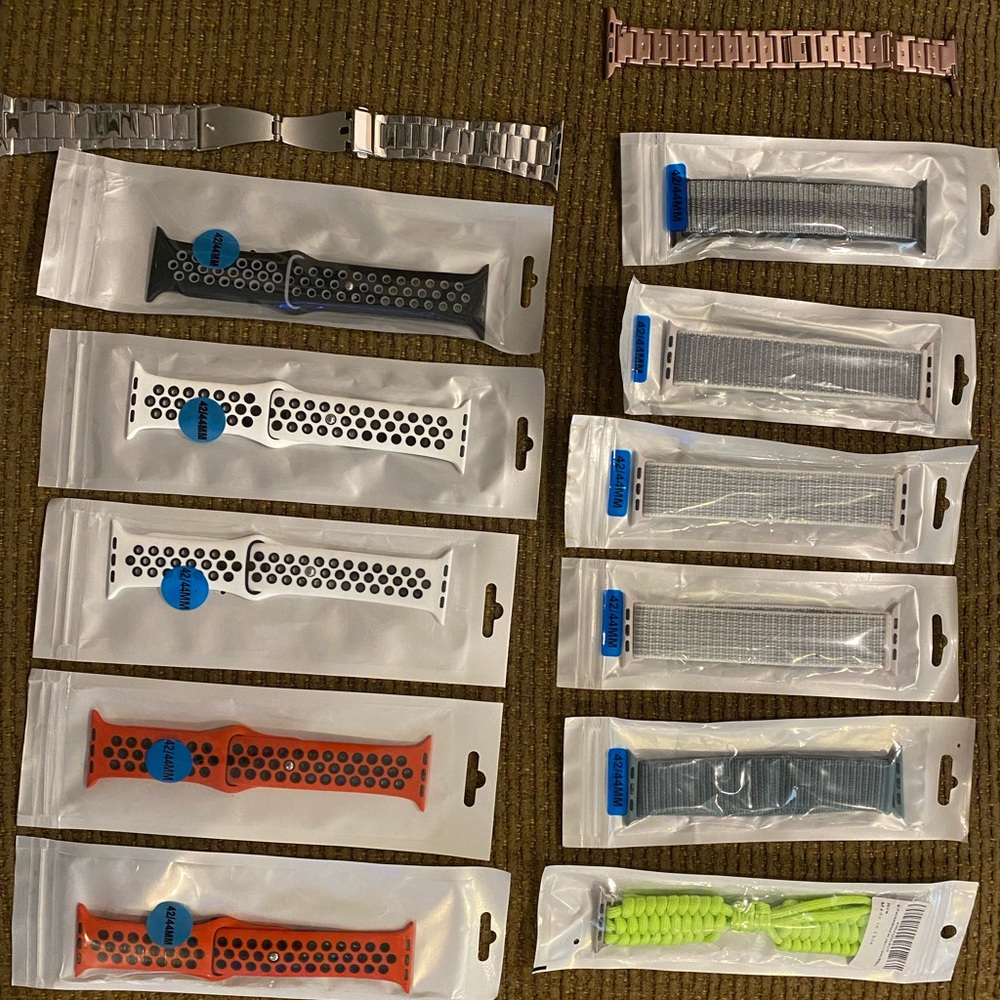 13 Apple Watch band 42/44mm. Sold as a lot or individually.